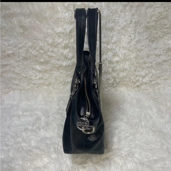 Coach Poppy Legacy Rocker Leather Satchel Stripe Satin Interior - Picture 9 of 11